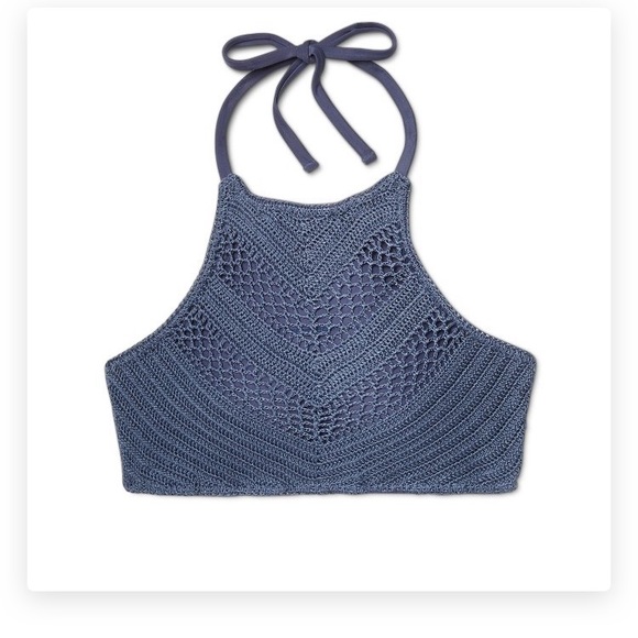 Adorable blue knit halter top Bikini - Picture 1 of 3